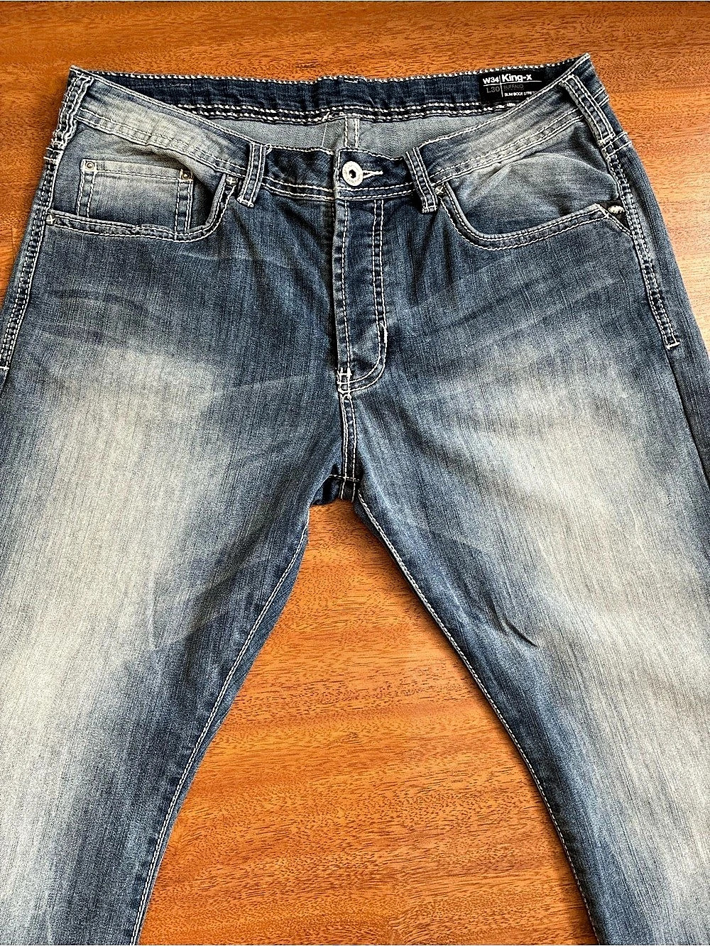 Buffalo David Bitton King-X Slim Boot Stretch Jeans Blue Waist 34